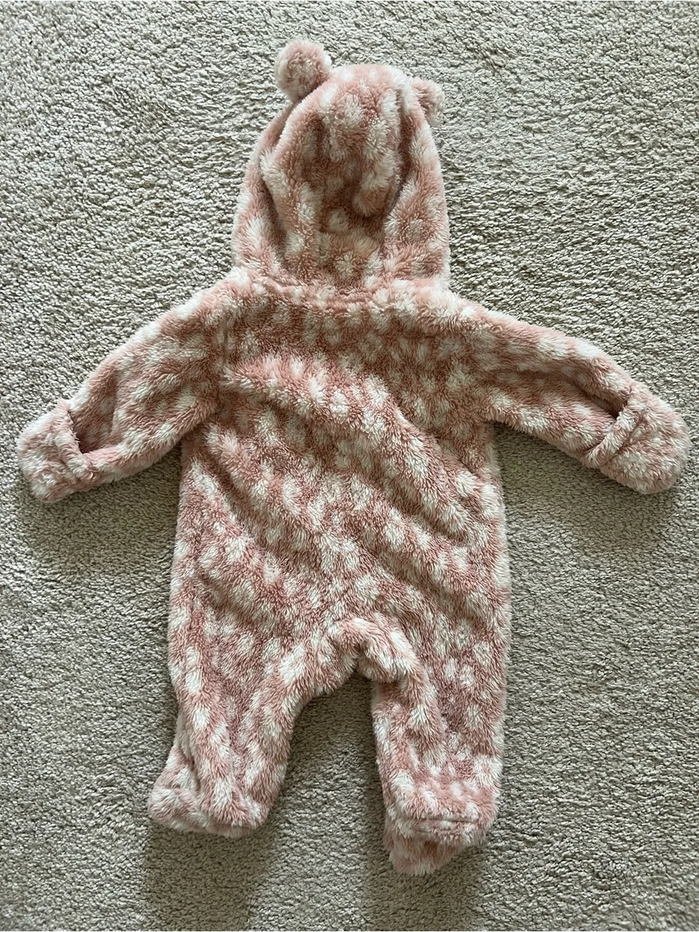 Carter's Pink and Cream Plush Hooded Baby Onesie